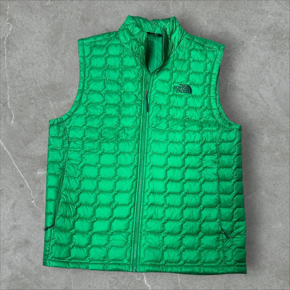 The North Face ThermoBall Vest Mens Large Green Quilted Full Zip Puffer Jacket